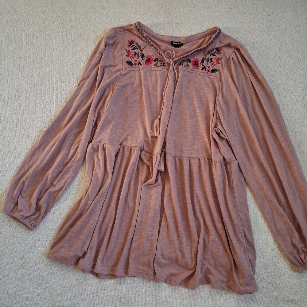 torrid peasant top boho embroidered  cottagecore babydoll romantic feminine